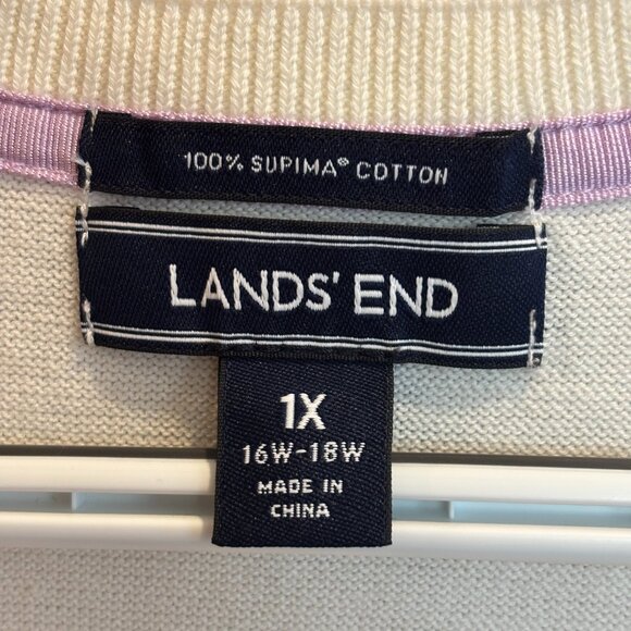 Lands' End Women's 100% Supima Cotton Striped Purple Top & Cardigan Set NWOT - Picture 14 of 16